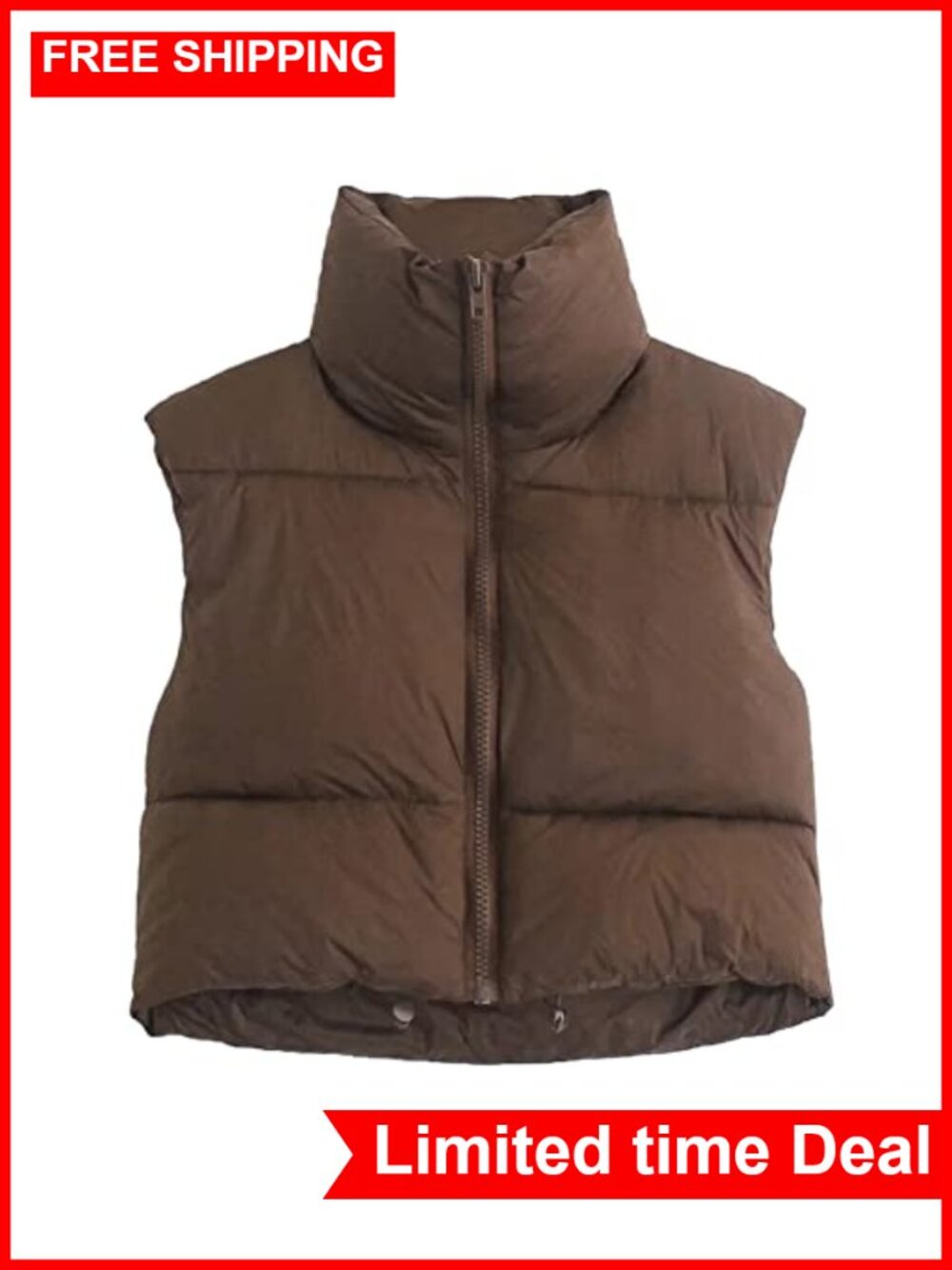 Women's Cropped Puffer Vest Lightweight Sleeveless Padded Gilet